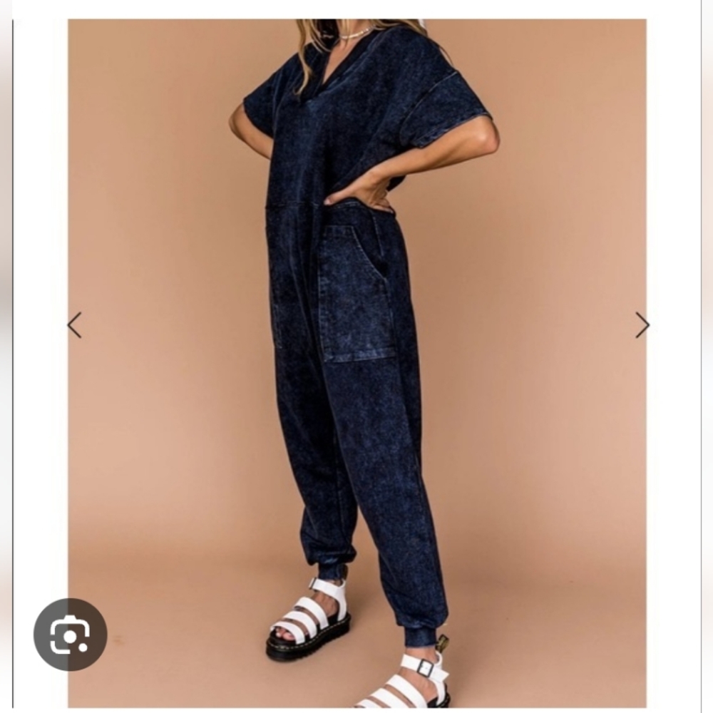 DRESSED IN LALA- KEEP IT COOL ONESIE INDIGO ACID WASH